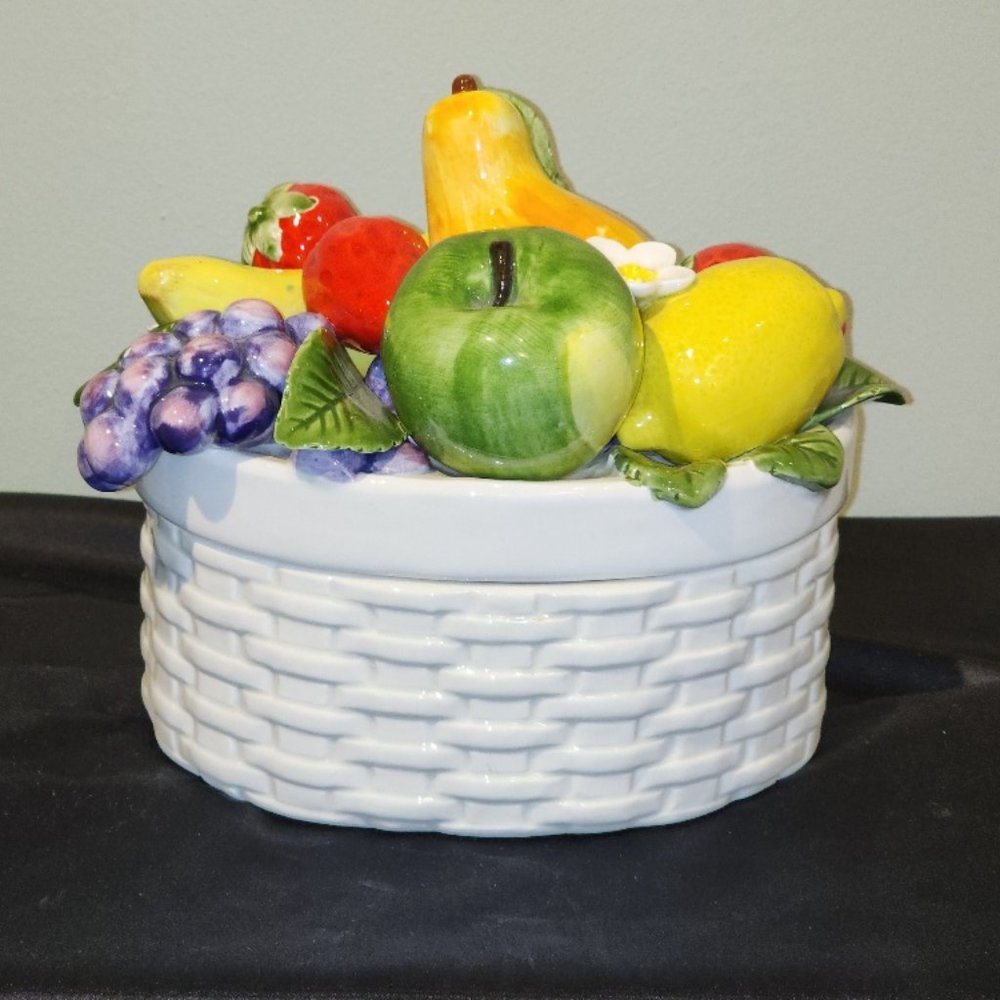 Vintage Fitz & Floyd Bowl with Lid: Fruit Motif